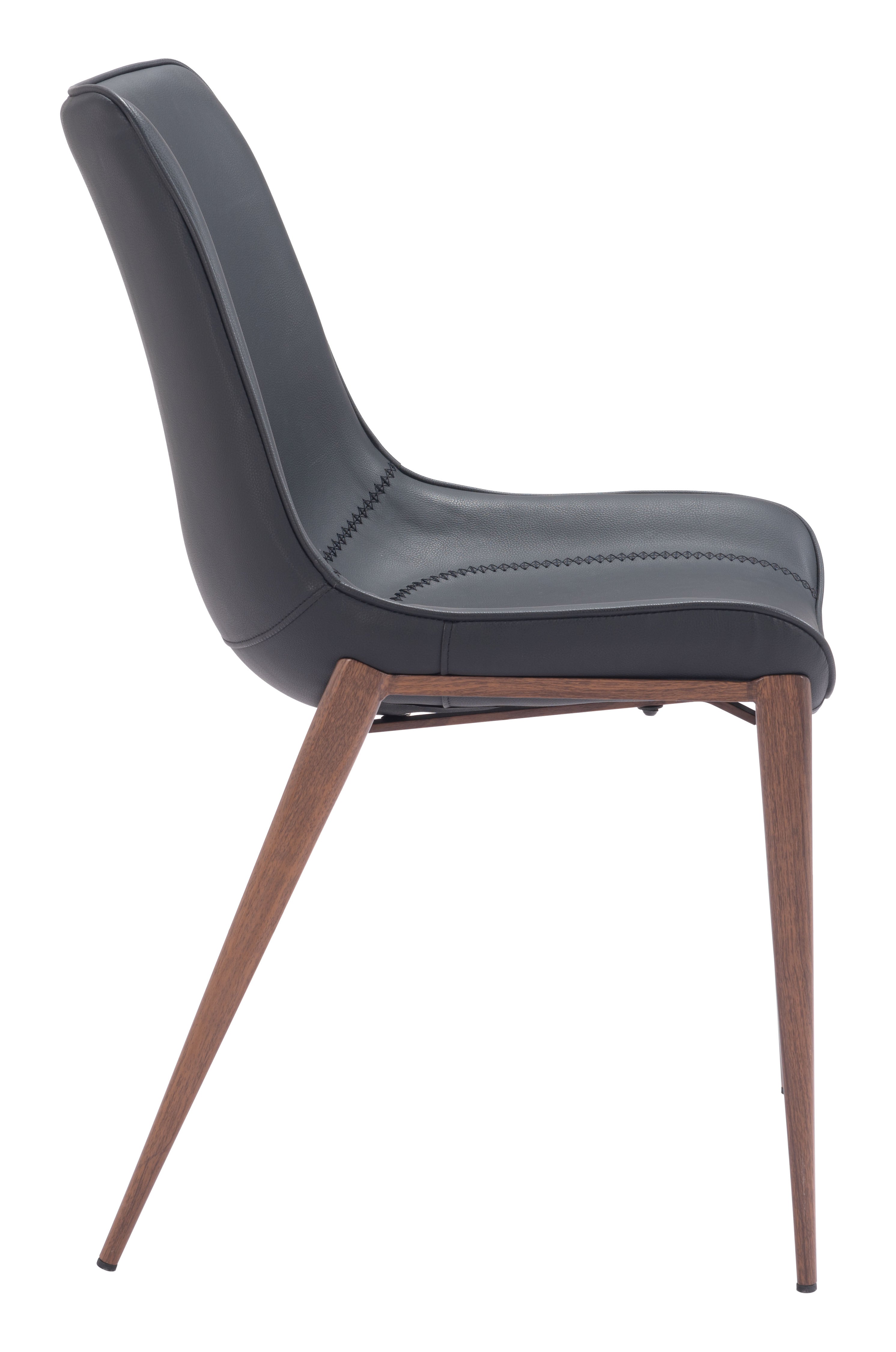 Zuo Modern Magnus Dining Chair in Black & Walnut/Gray & Walnut