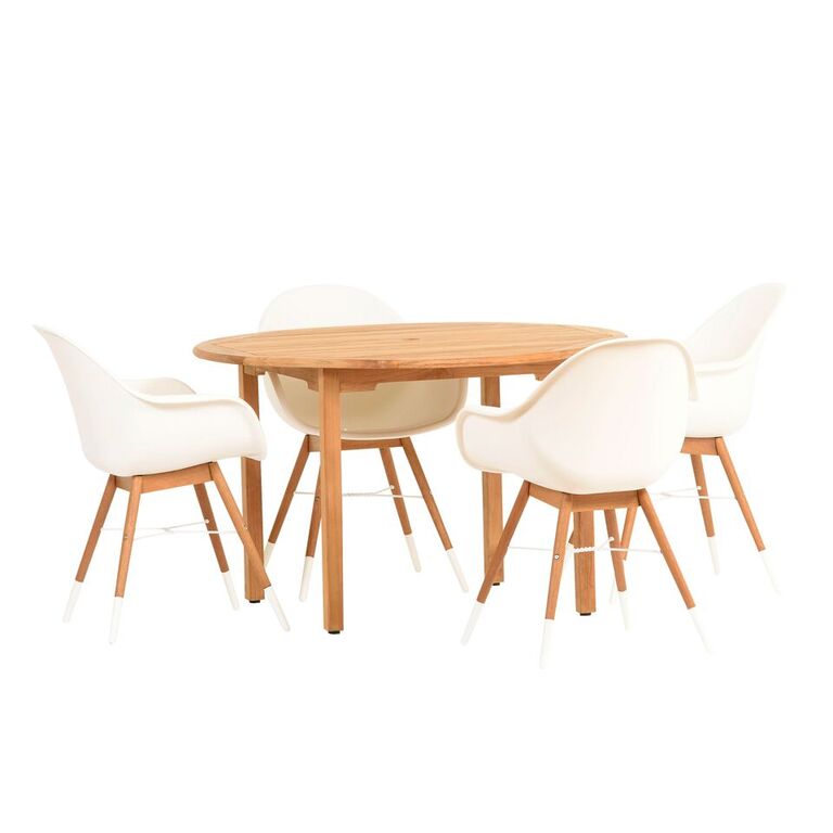 International Home Miami Amazonia Charlotte 5 Piece Teak Round Patio Dining Set