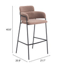Zuo Modern Marcel Barstool in Cream/Brown