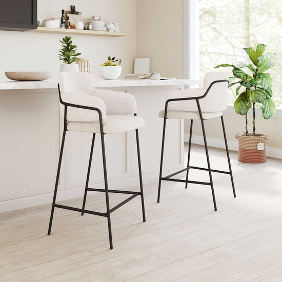 Zuo Modern Marcel Barstool in Cream/Brown