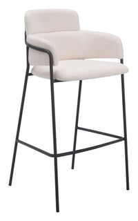Zuo Modern Marcel Barstool in Cream/Brown