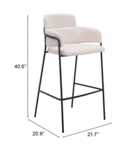 Zuo Modern Marcel Barstool in Cream/Brown