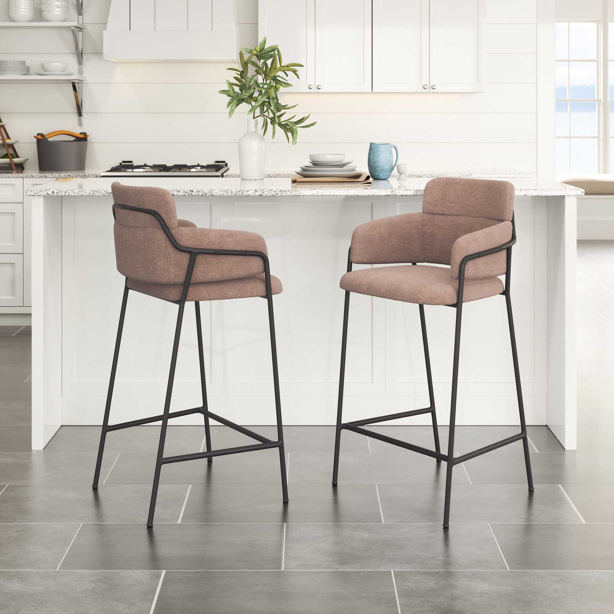 Zuo Modern Marcel Counter Stool in Cream/Brown