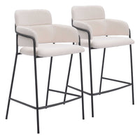 Zuo Modern Marcel Counter Stool in Cream/Brown