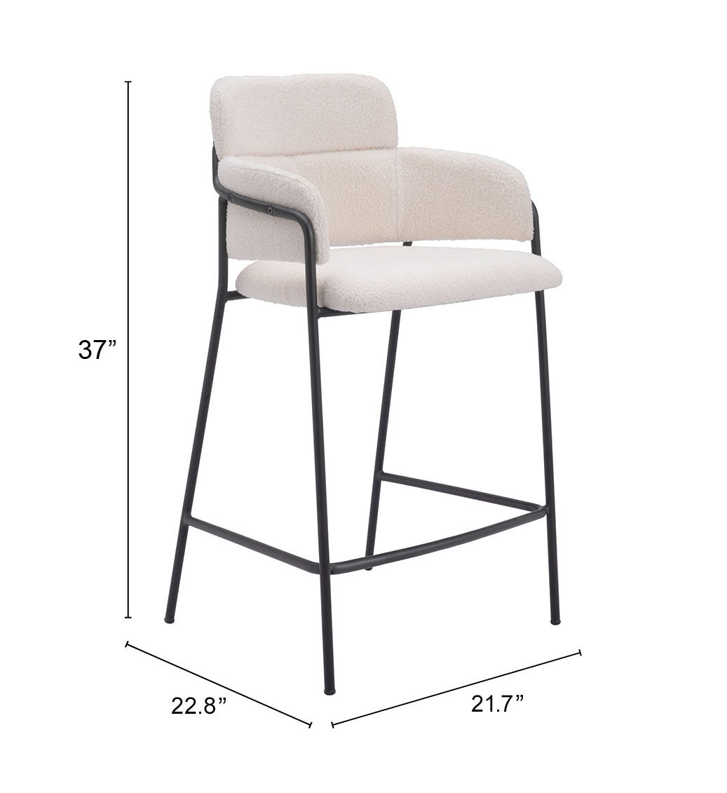 Zuo Modern Marcel Counter Stool in Cream/Brown