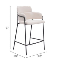Zuo Modern Marcel Counter Stool in Cream/Brown
