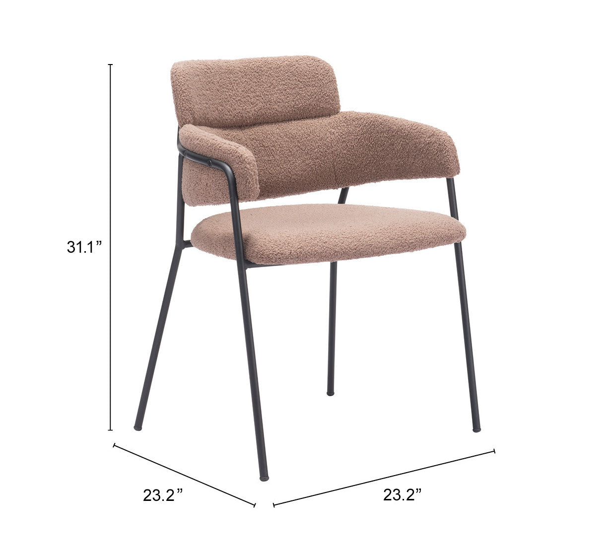 Zuo Modern Marcel Dining Chair in Cream/Brown