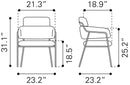 Zuo Modern Marcel Dining Chair in Cream/Brown
