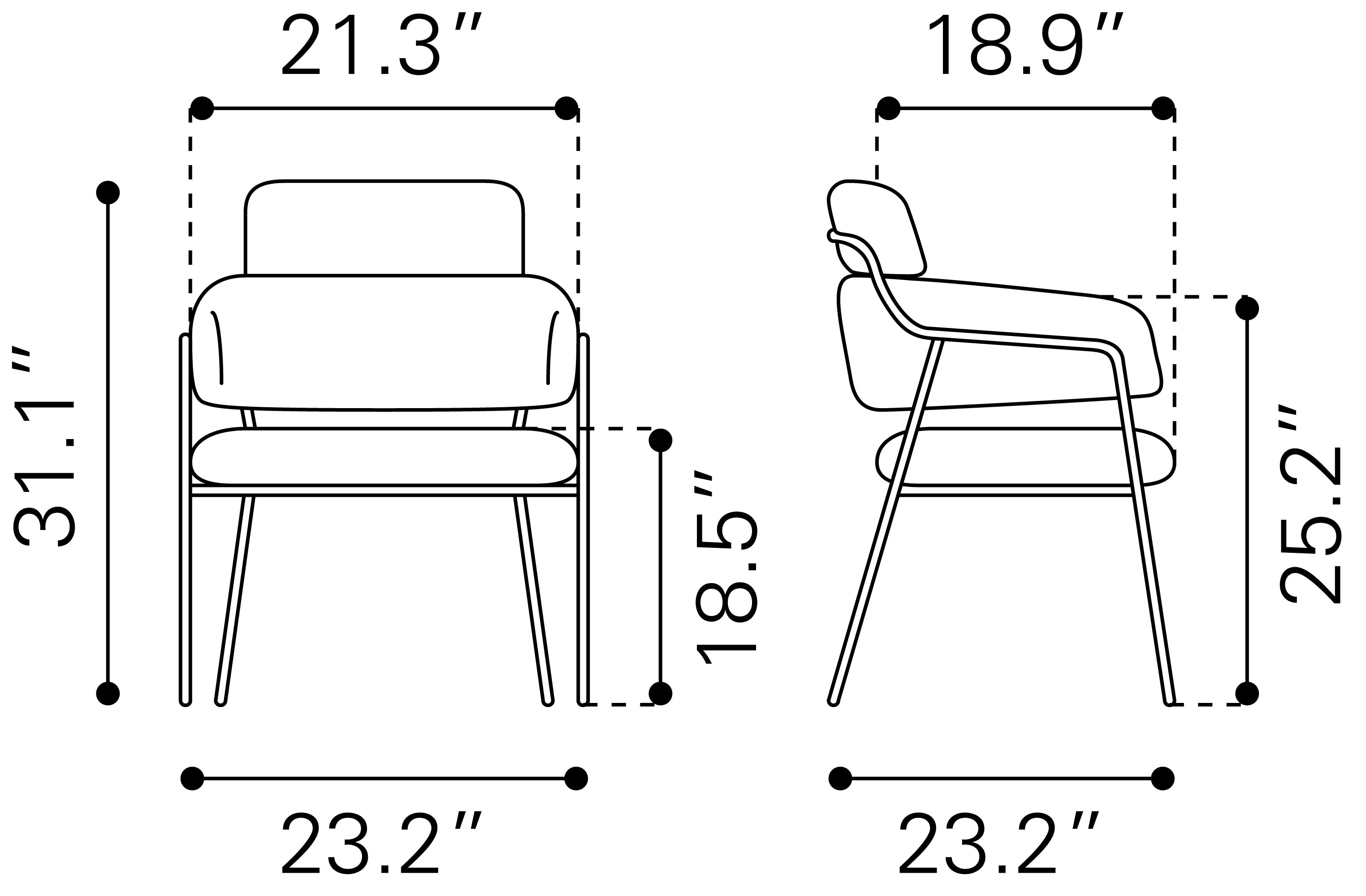 Zuo Modern Marcel Dining Chair in Cream/Brown