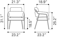 Zuo Modern Marcel Dining Chair in Cream/Brown