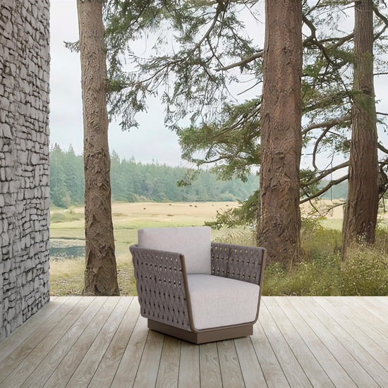 Azzurro Living Maui Swivel Club Chair With Fawn Cushion