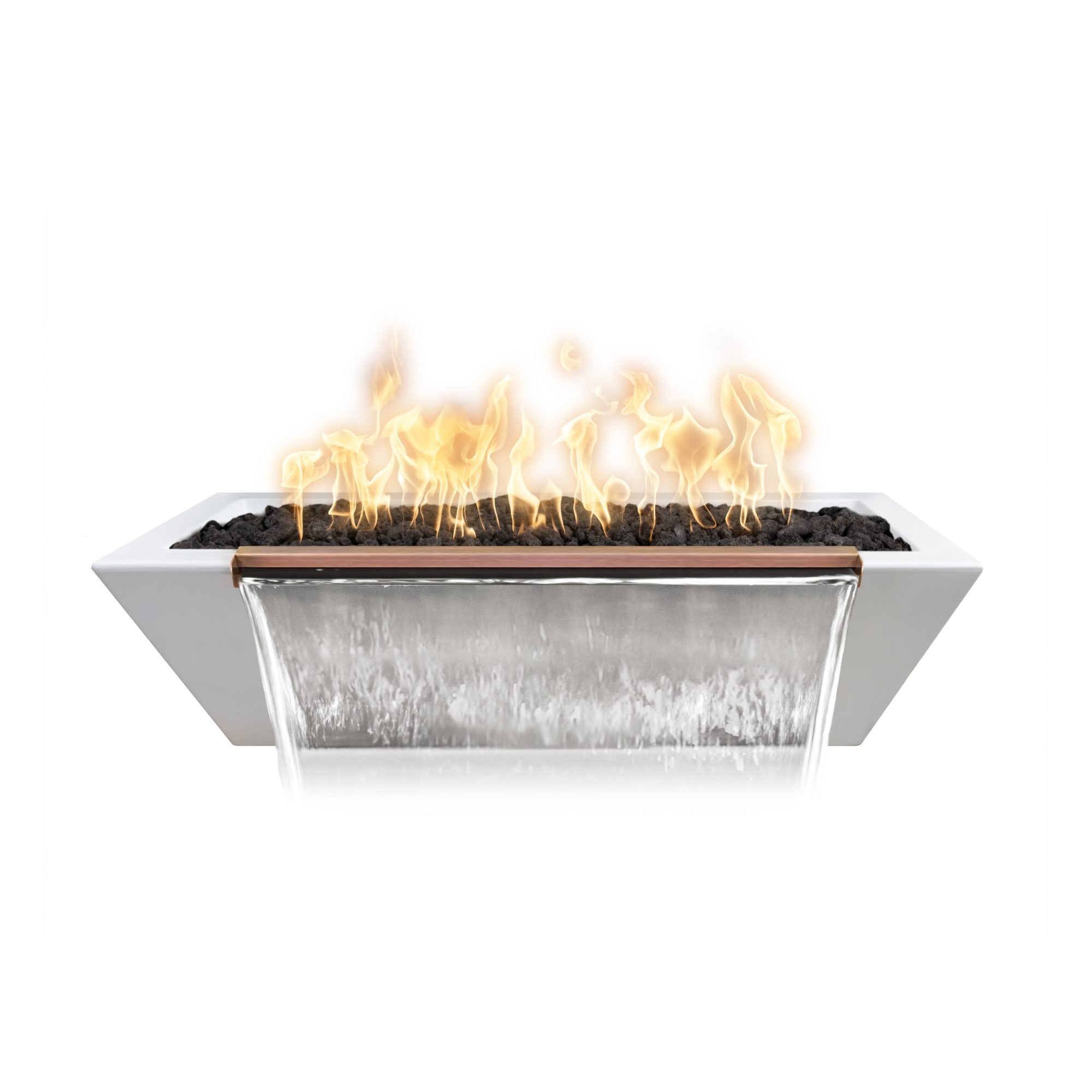 The Outdoor Plus 48" X 20" Linear Maya GFRC Fire & Water Bowl