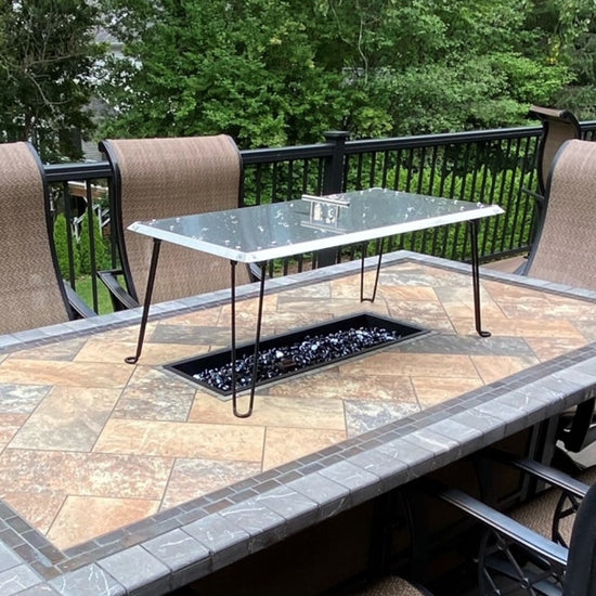AZ Patio Heaters Heat Warden Rectangle Fire Pit Heat Deflector in Stainless Steel
