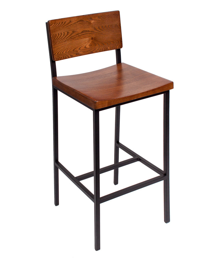 BFM Seating Memphis - Autumn/Gray/Natural Ash Barstool With - Sand Black Frame