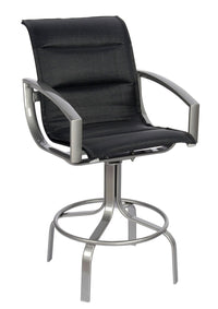 Woodard Metropolis Padded Sling Swivel Bar Stool