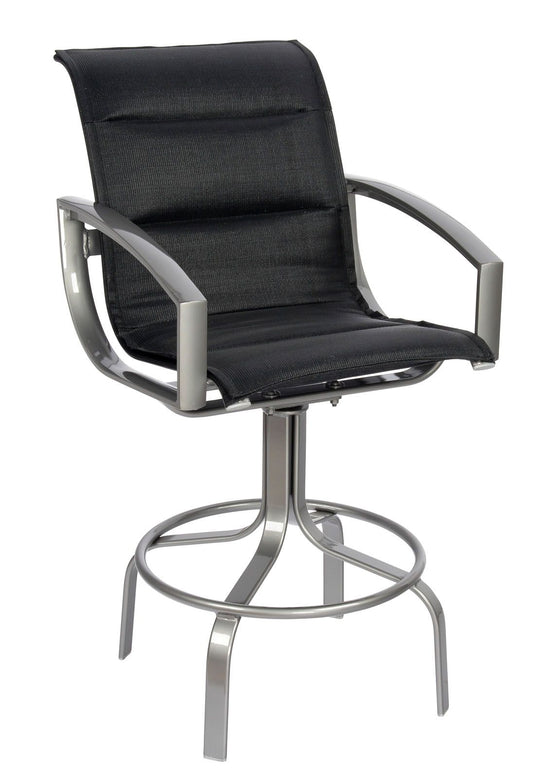 Woodard Metropolis Padded Sling Swivel Bar Stool