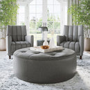 Sunpan Nilda Ottoman Camel / Vintage Charcoal Leather