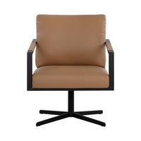 Sunpan Randy Swivel Lounge Chair Alpine Beige / Linea Wood Leather