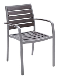 Florida Seating Aluminum Arm Chair with Faux Teak Back and Seat - AL-5700A