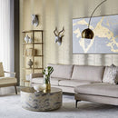 Sunpan Diaz Coffee Table in Grey-Wood Grain Brown / Marble-Look Antique Brass