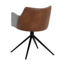 Sunpan Griffin Swivel Dining Armchair in November Grey - Bravo Cognac / Town Grey - Roman Grey