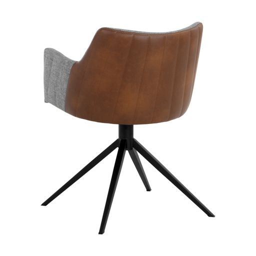 Sunpan Griffin Swivel Dining Armchair in November Grey - Bravo Cognac / Town Grey - Roman Grey