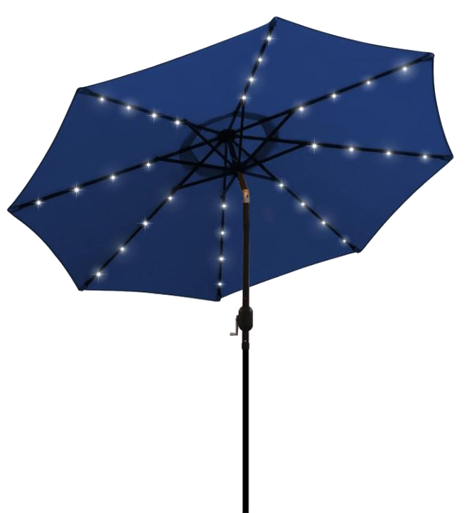 AZ Patio Heaters Solar Market Umbrella with LED Lights in Blue / Turquoise