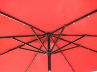 AZ Patio Heaters Solar Market Umbrella with LED Lights in Red / Tan