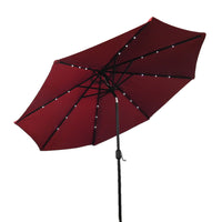 AZ Patio Heaters Solar Market Umbrella with LED Lights in Red / Tan