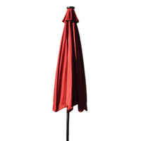 AZ Patio Heaters Solar Market Umbrella with LED Lights in Red / Tan with Base