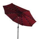 AZ Patio Heaters Solar Market Umbrella with LED Lights in Red / Tan with Base