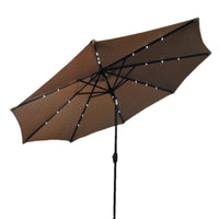 AZ Patio Heaters Solar Market Umbrella with LED Lights in Red / Tan with Base