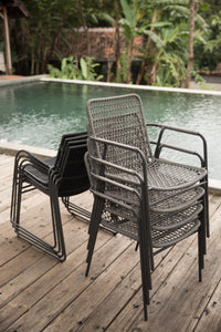 Azzurro Living Milos Stackable Dining Chair With Smoke Cushion (Qty 4)