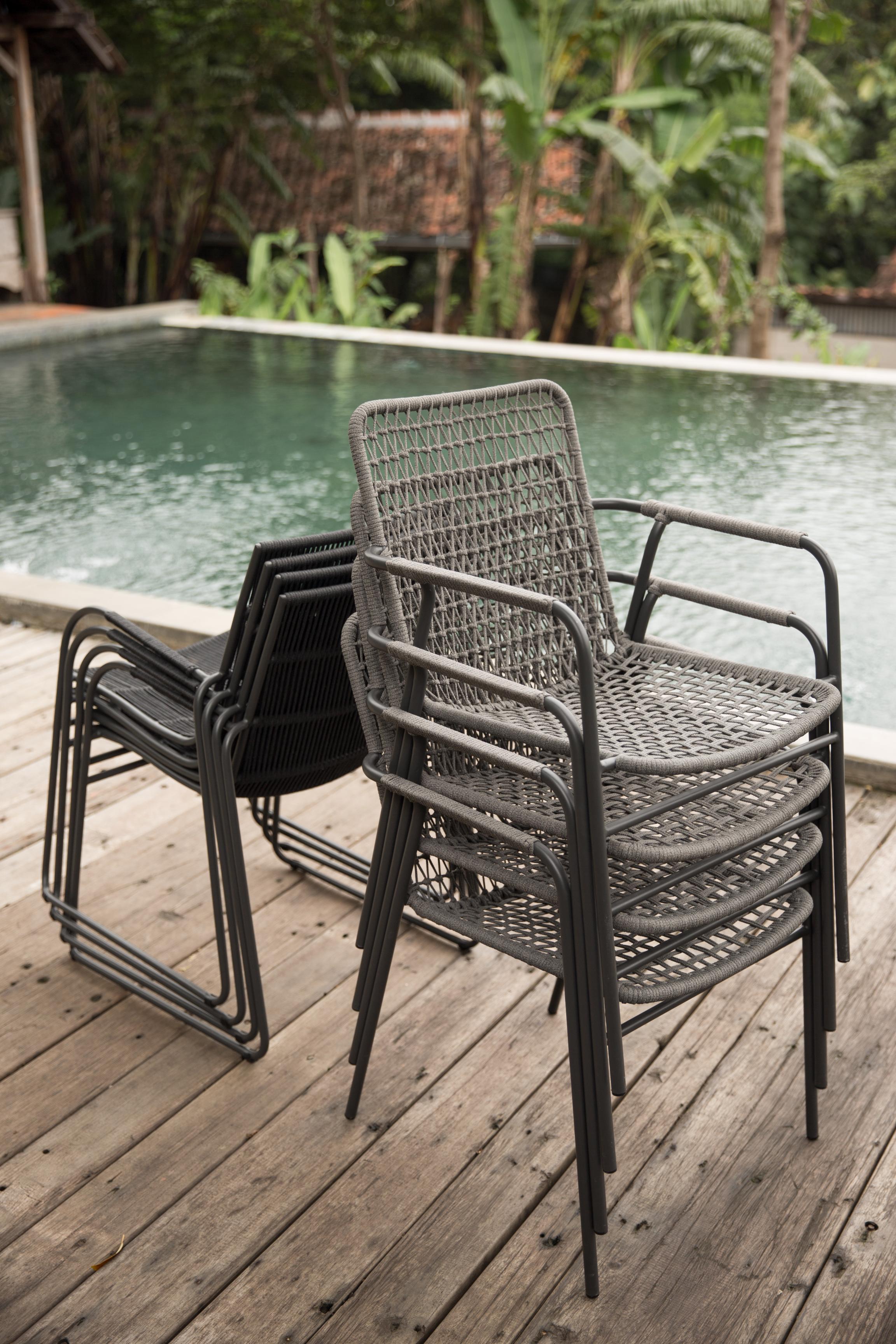 Azzurro Living Milos Stackable Dining Chair With Smoke Cushion (Qty 4)