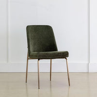 Sunpan Zeke Dining Chair Antique Brass in Bergen Ivory / Bergen Olive