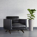 Sunpan Rogers Armchair Cortina Black / Cortina Ink / Shalimar Tobacco Leather
