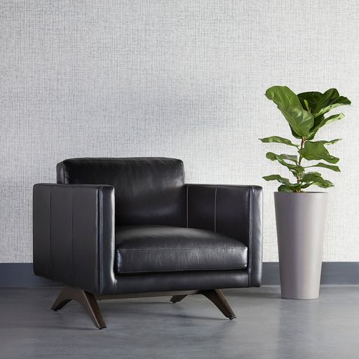 Sunpan Rogers Armchair Cortina Black / Cortina Ink / Shalimar Tobacco Leather