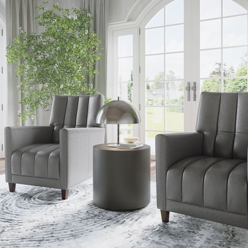 Sunpan Romalda Lounge Chair - Vintage Charcoal Leather
