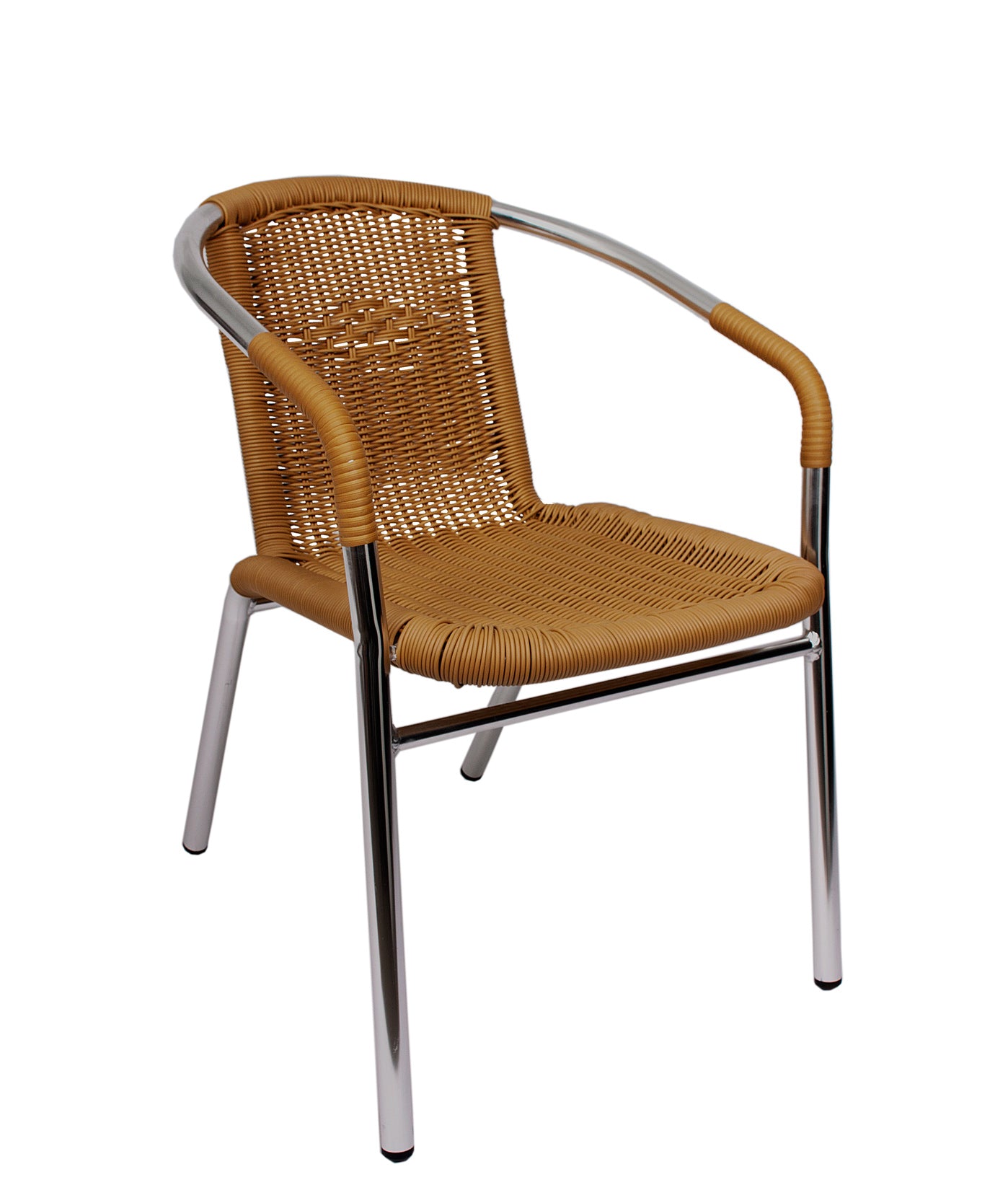 BFM Seating Madrid Armchair Black/Tan Synthetic Wicker Anodized Aluminum