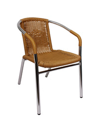 BFM Seating Madrid Armchair Black/Tan Synthetic Wicker Anodized Aluminum