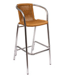 BFM Seating Madrid Arm Barstool Black Synthetic Wicker Anodized Aluminum