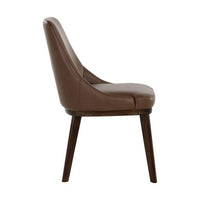 Sunpan Jody Dining Chair in Alpine Grey / Linea Light Grey / Missouri Mahogany Leather - Set of Two