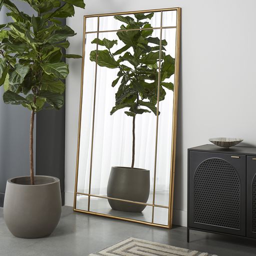Sunpan Pasadena Floor Mirror Black / Brass