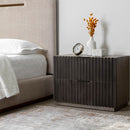 Sunpan Carlin Nightstand in Taupe / Black-Antique Brass