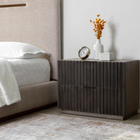 Sunpan Carlin Nightstand in Taupe / Black-Antique Brass