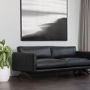 Sunpan Rogers Sofa Cortina Black / Cortina Ink / Shalimar Tobacco Leather