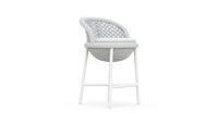 Azzurro Living Montauk Counter Stool With Matte White Aluminum Frame and Pearl Gray All-Weather Rope