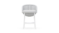 Azzurro Living Montauk Counter Stool With Matte White Aluminum Frame and Pearl Gray All-Weather Rope