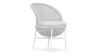 Azzurro Living Montauk Dining Chair With Matte White Aluminum Frame and Pearl Gray All-Weather Rope