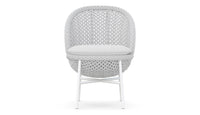 Azzurro Living Montauk Dining Chair With Matte White Aluminum Frame and Pearl Gray All-Weather Rope